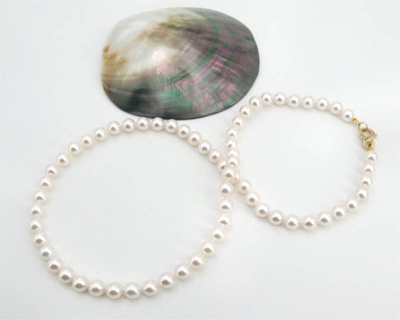 Echte Akoya Perlen als 50cm Perlenkette geknotet