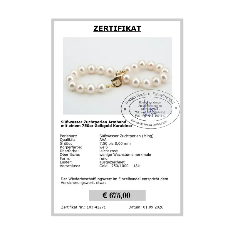 Perlen Armband - Zertifikat