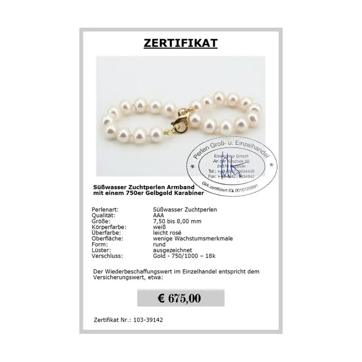 Perlen Armband - Zertifikat
