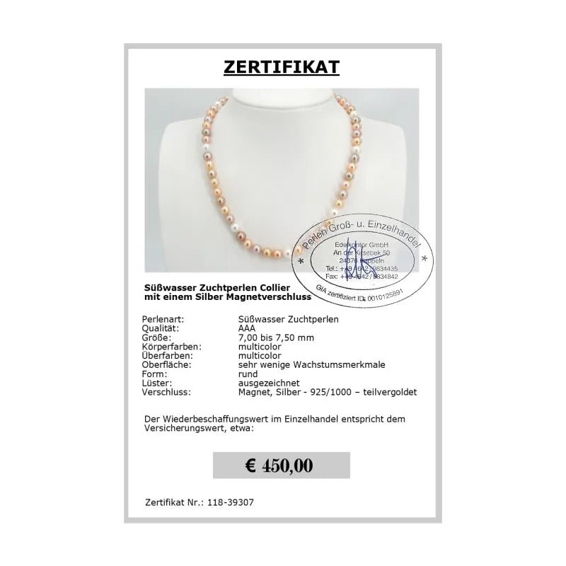 Perlen Halskette - Zertifikat