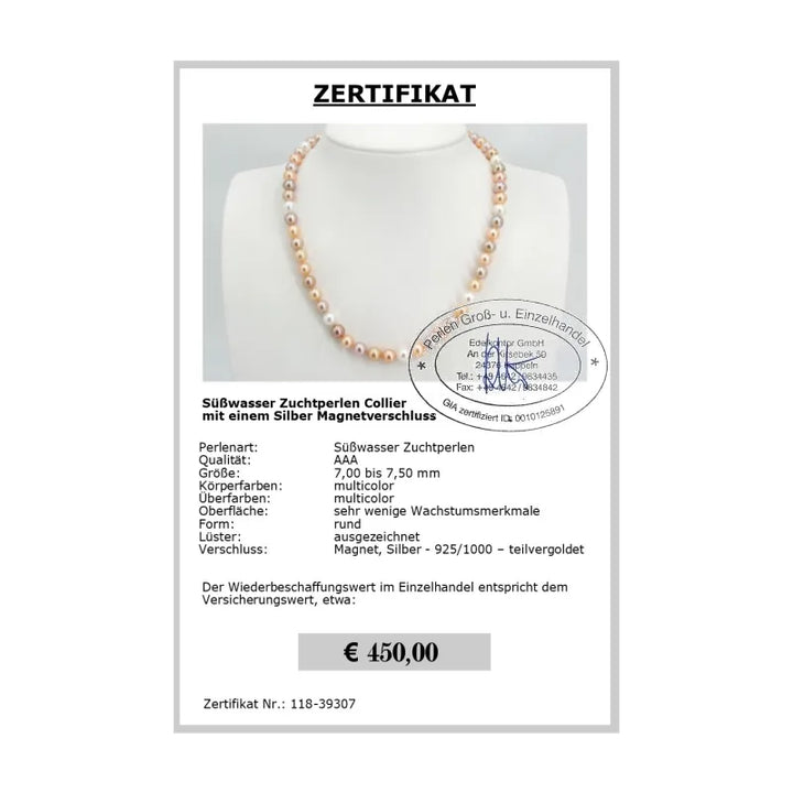 Perlen Halskette - Zertifikat