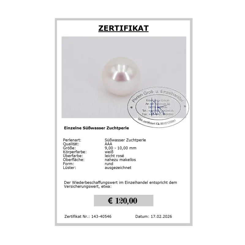 Perlen einzeln Zertifikat