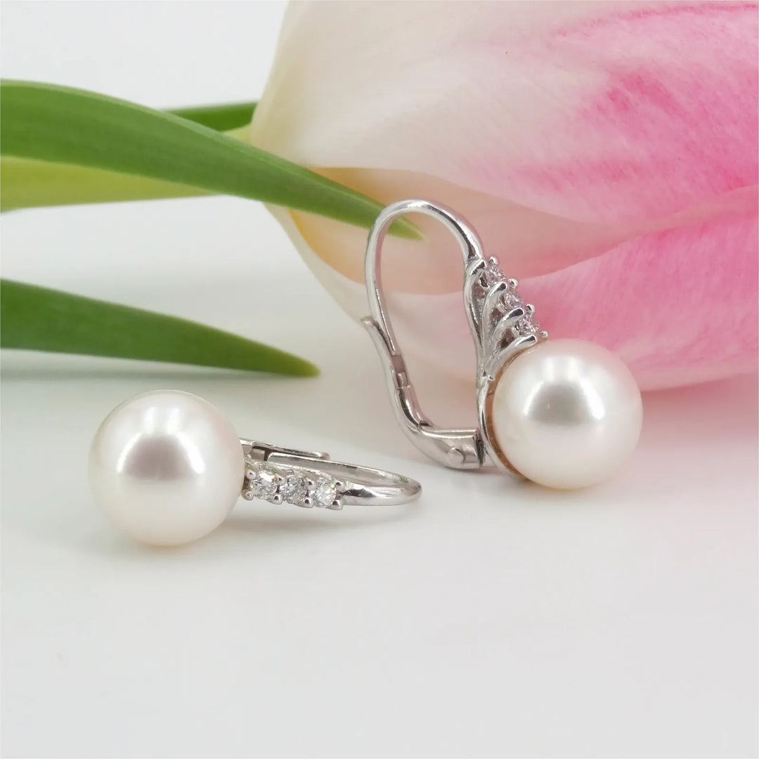 Diamant Ohrringe mit Perlen