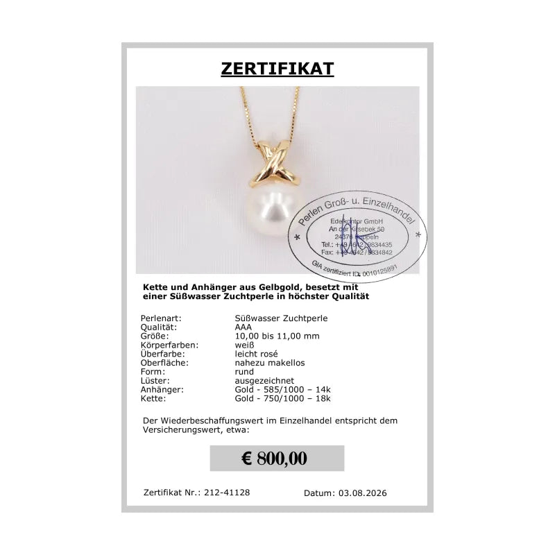 Perlenschmuck mit Gold Zertifikat