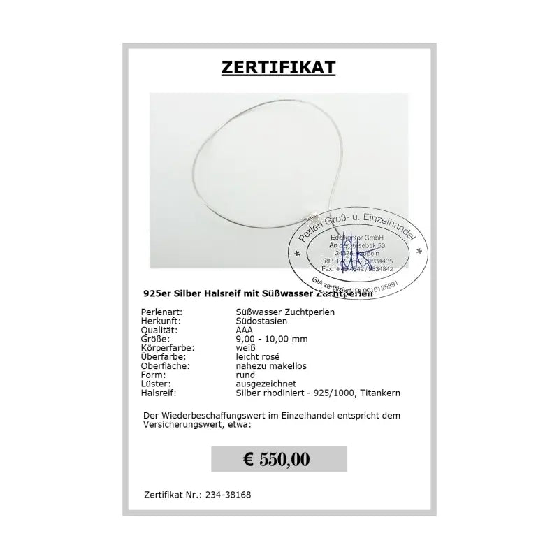 Halsreif mit Perlen - Zertifikat