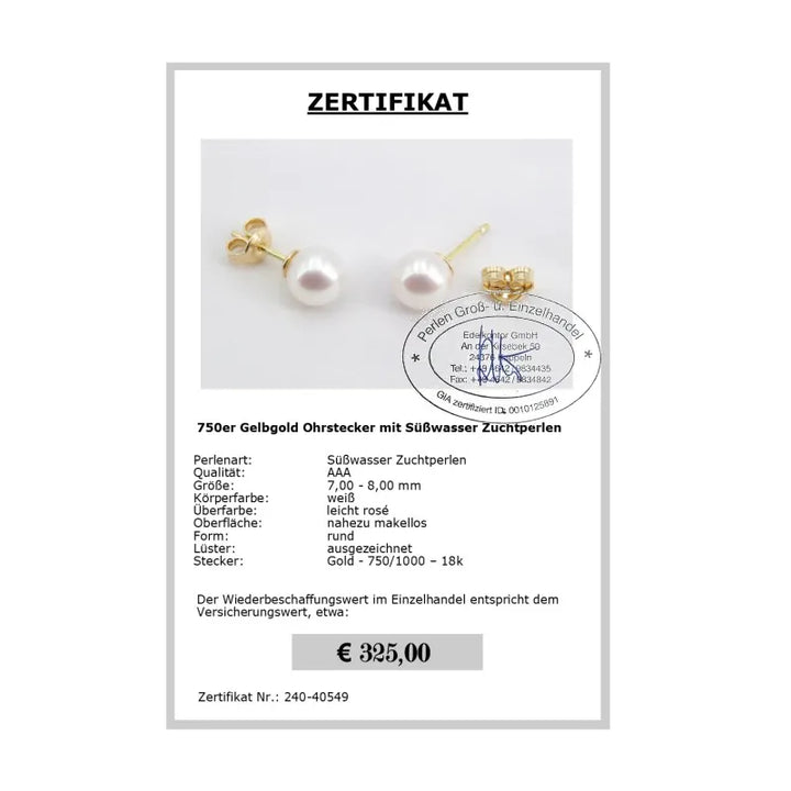 Ohrstecker mit Perlen Zertifikat