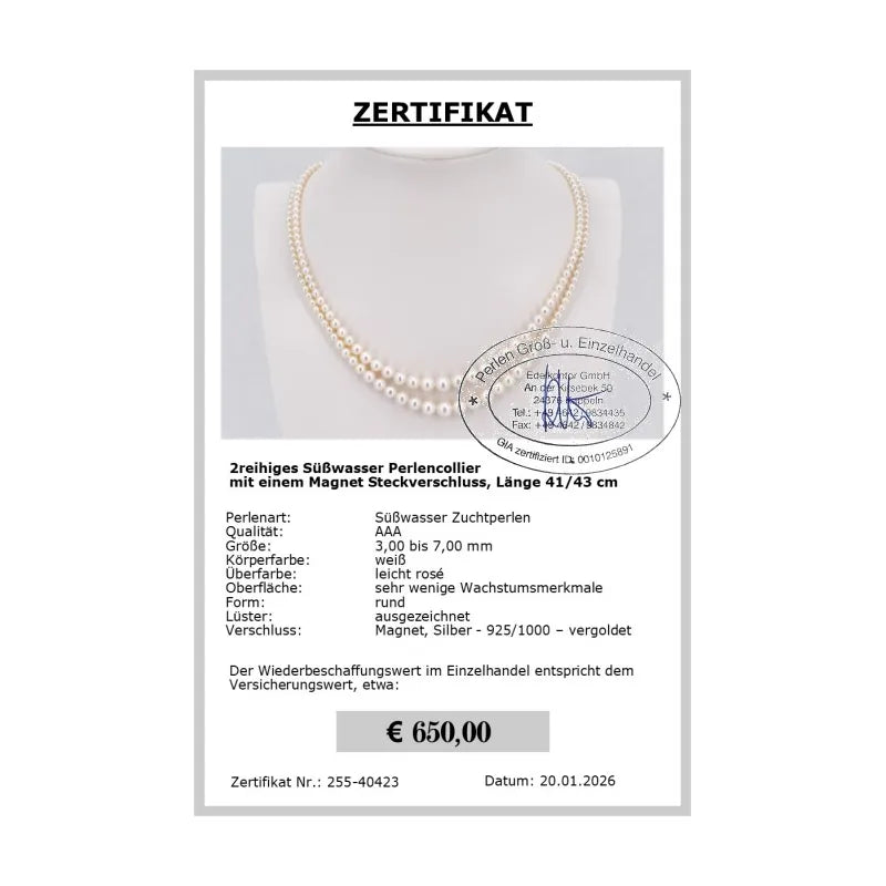 Perlenkette 20er Jahre Zertifikat