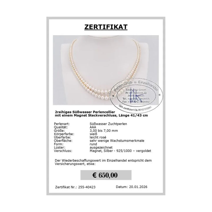 Perlenkette 20er Jahre Zertifikat