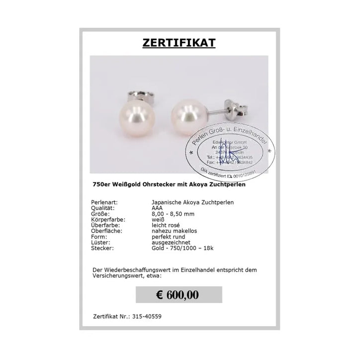 Ohrstecker mit Akoyaperlen