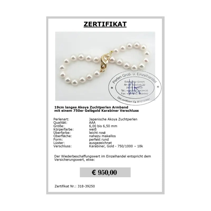 Perlen Armband - Zertifikat