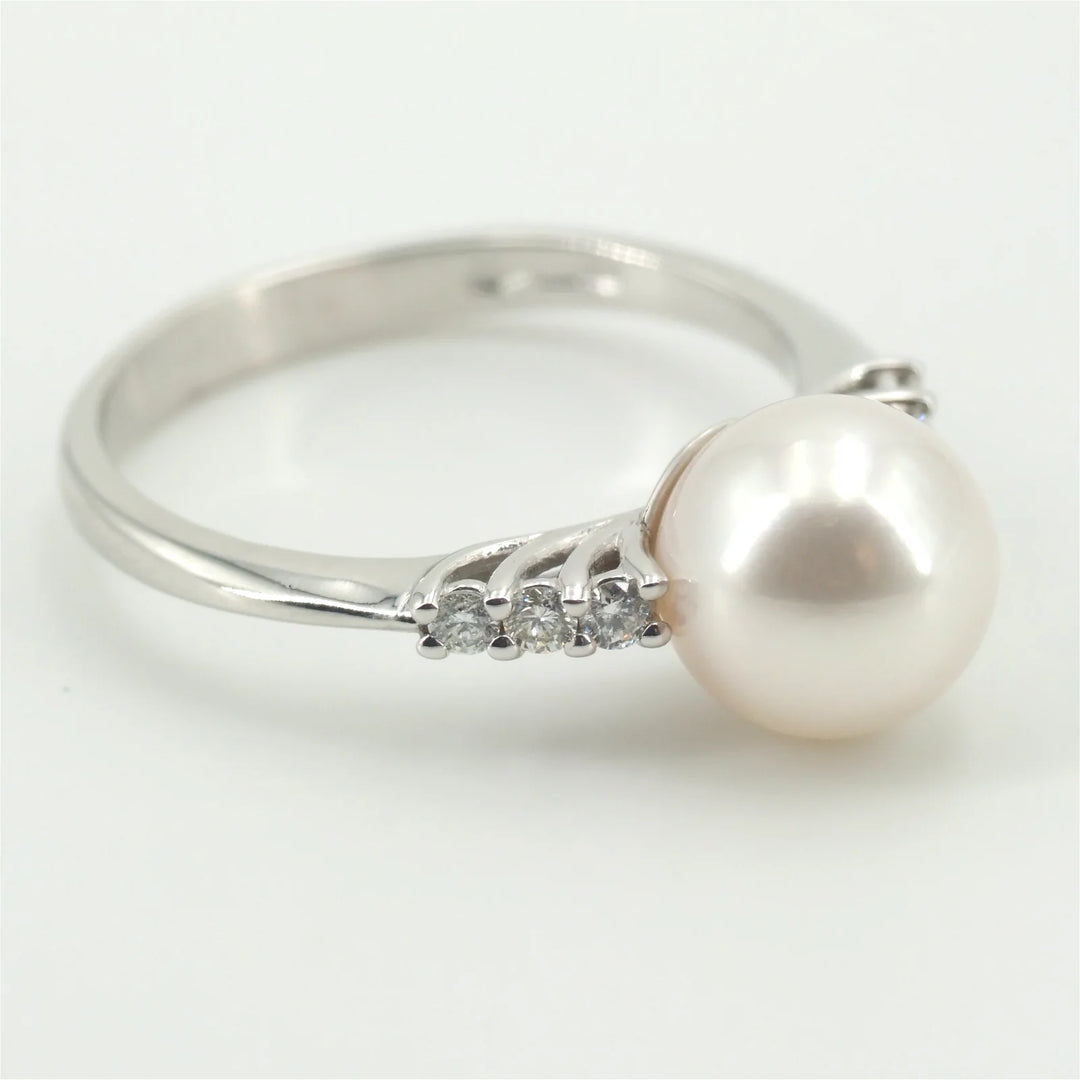 Weißgold Akoyaperlen Ring