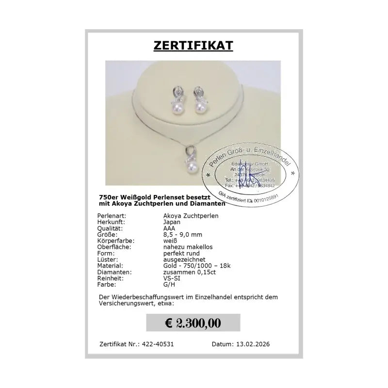 Akoya Perlen mit Zertifikat kaufen