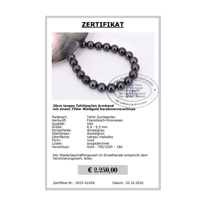 Tahitiperlen Armband Gold Zertifikat