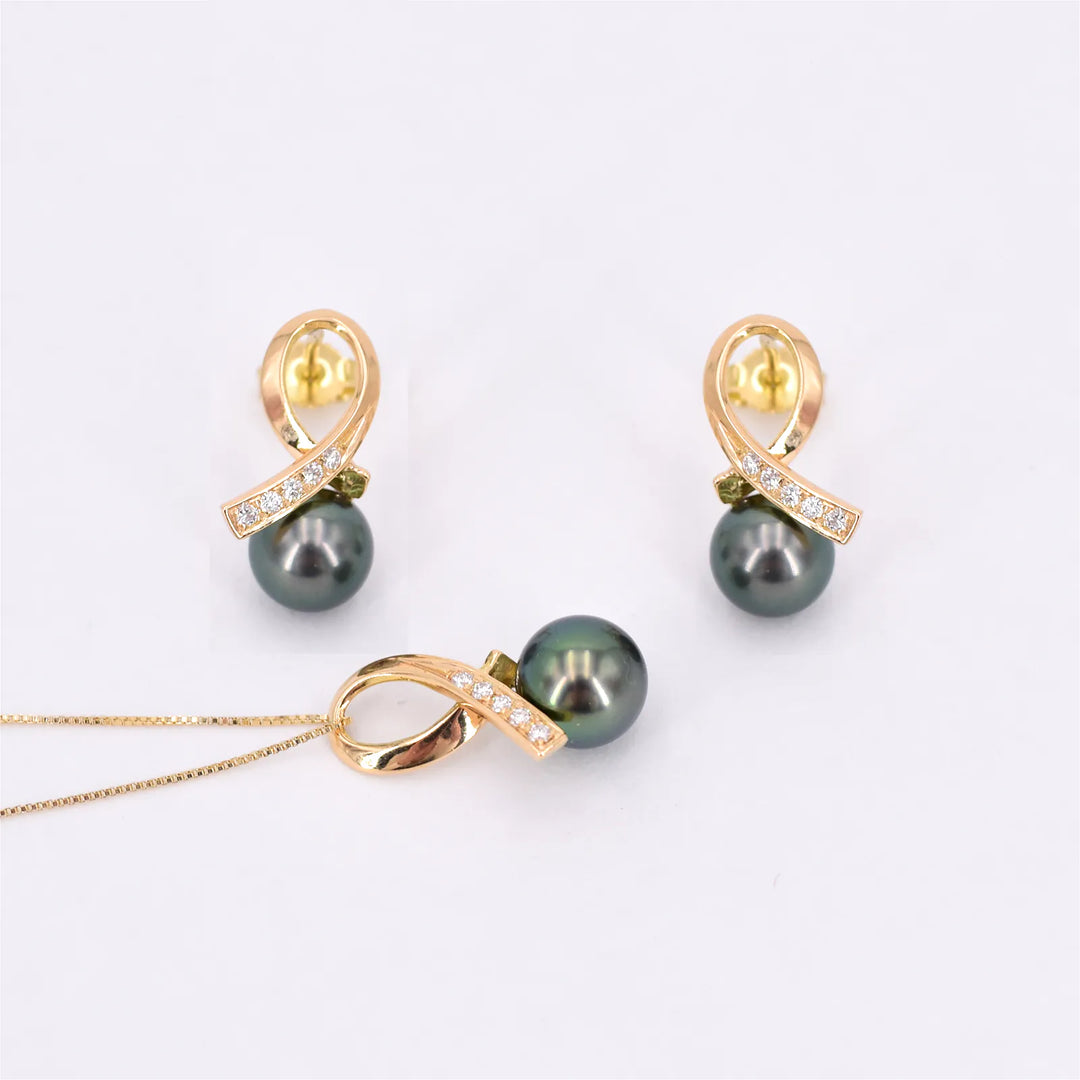 Schwarze Perlen Schmuck Set