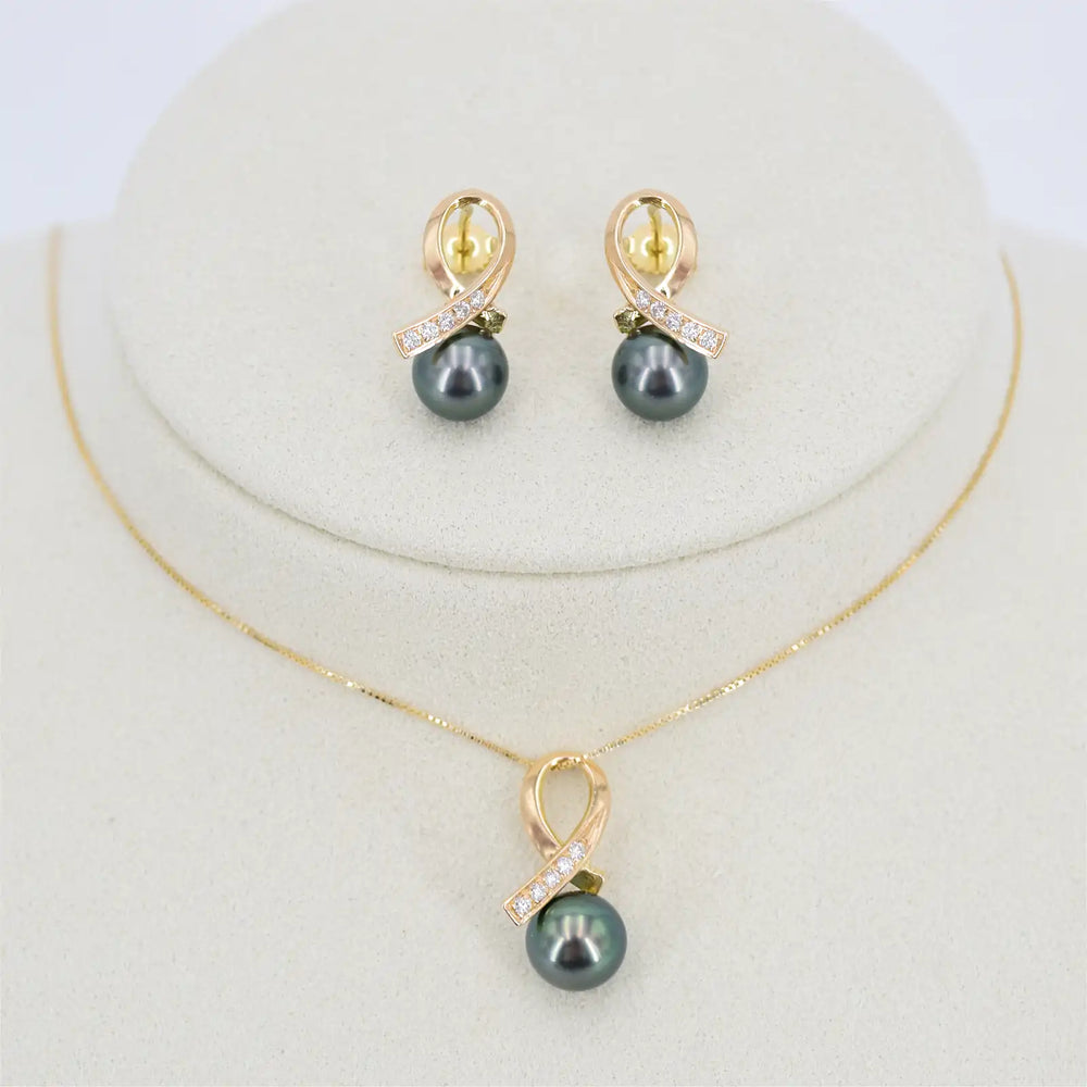 Schwarze Perlen Schmuck Set