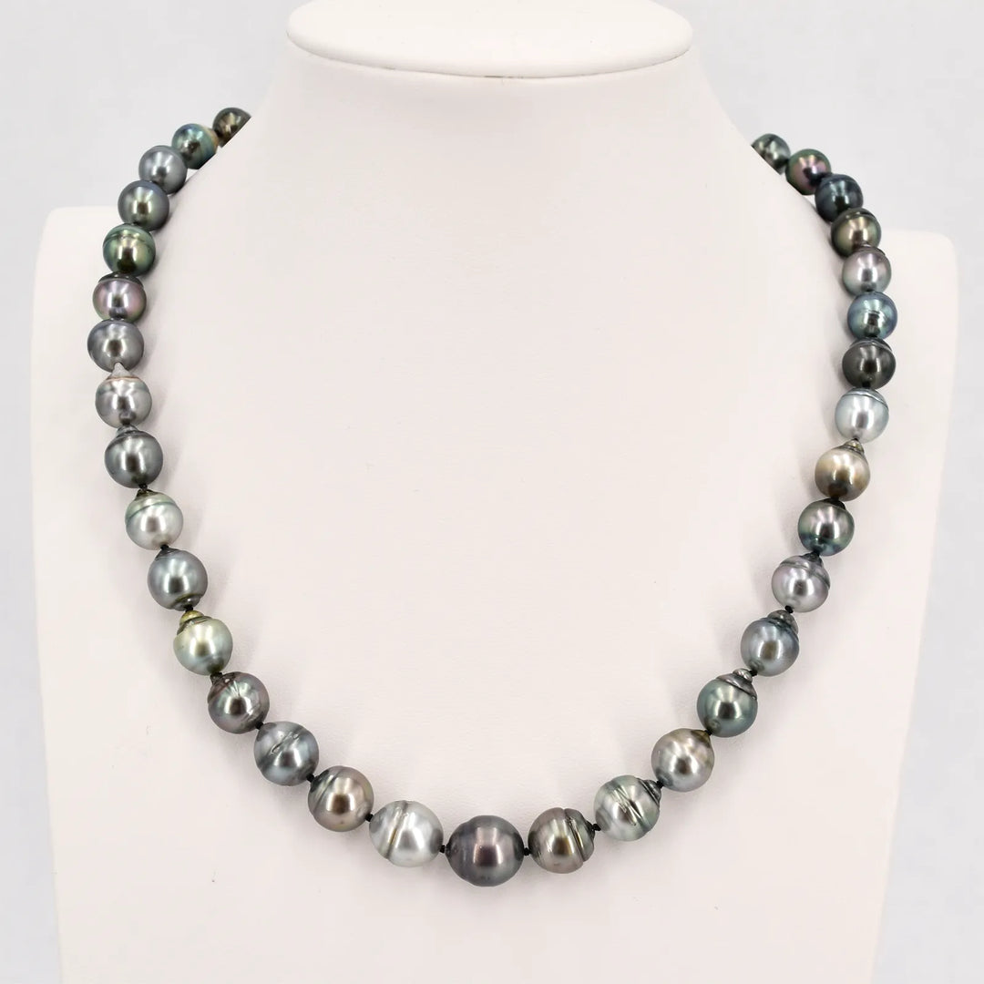 Tahitiperlen Kette Grau-Multicolor