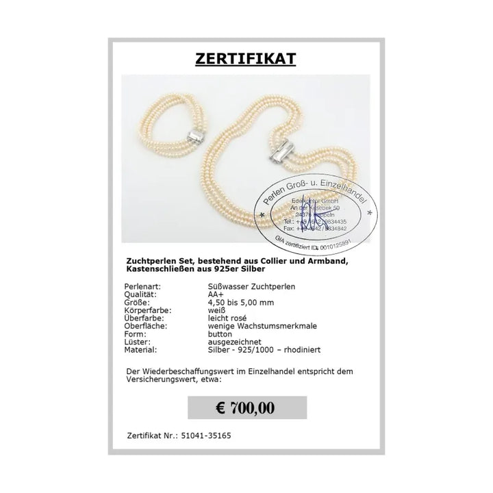 Perlen Set weiß Zertifikat