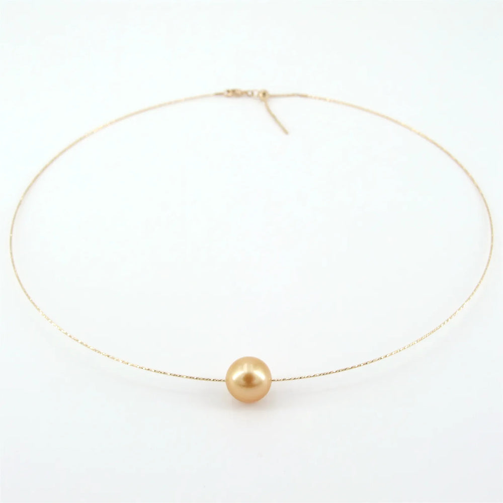 Gelbgold Omegakette mit Südseeperle