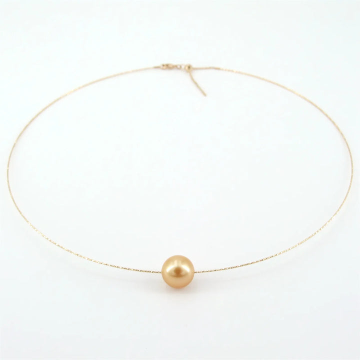 Gelbgold Omegakette mit Südseeperle