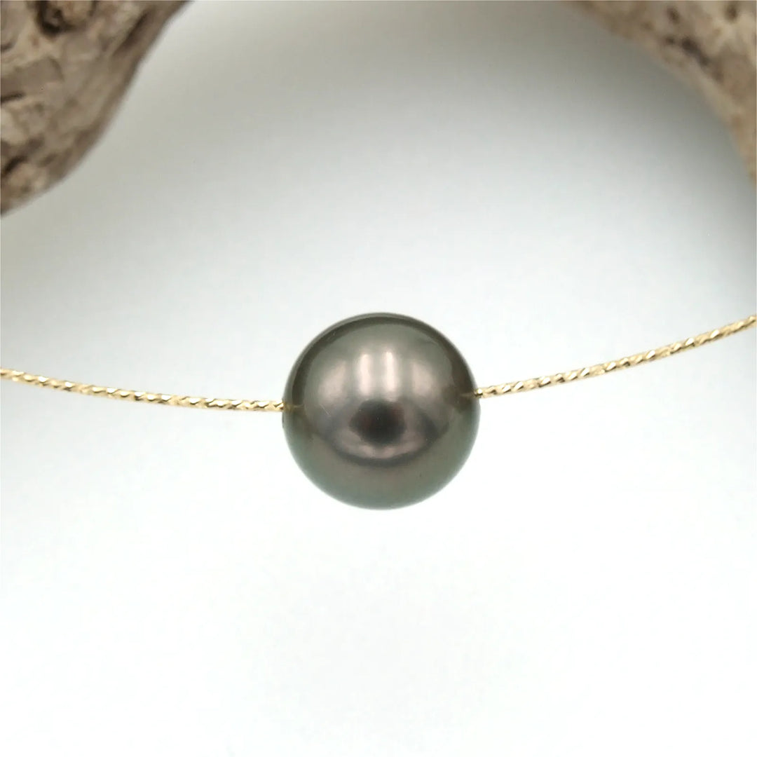 Gelbgold Omegakette mit Tahitiperle