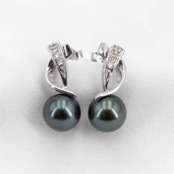Perlen Ohrstecker mit Diamanten