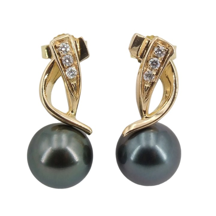 Perlenohrstecker mit Diamanten und Tahitiperlen