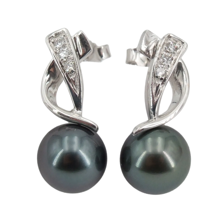 Perlenohrstecker mit Diamanten und Tahitiperlen