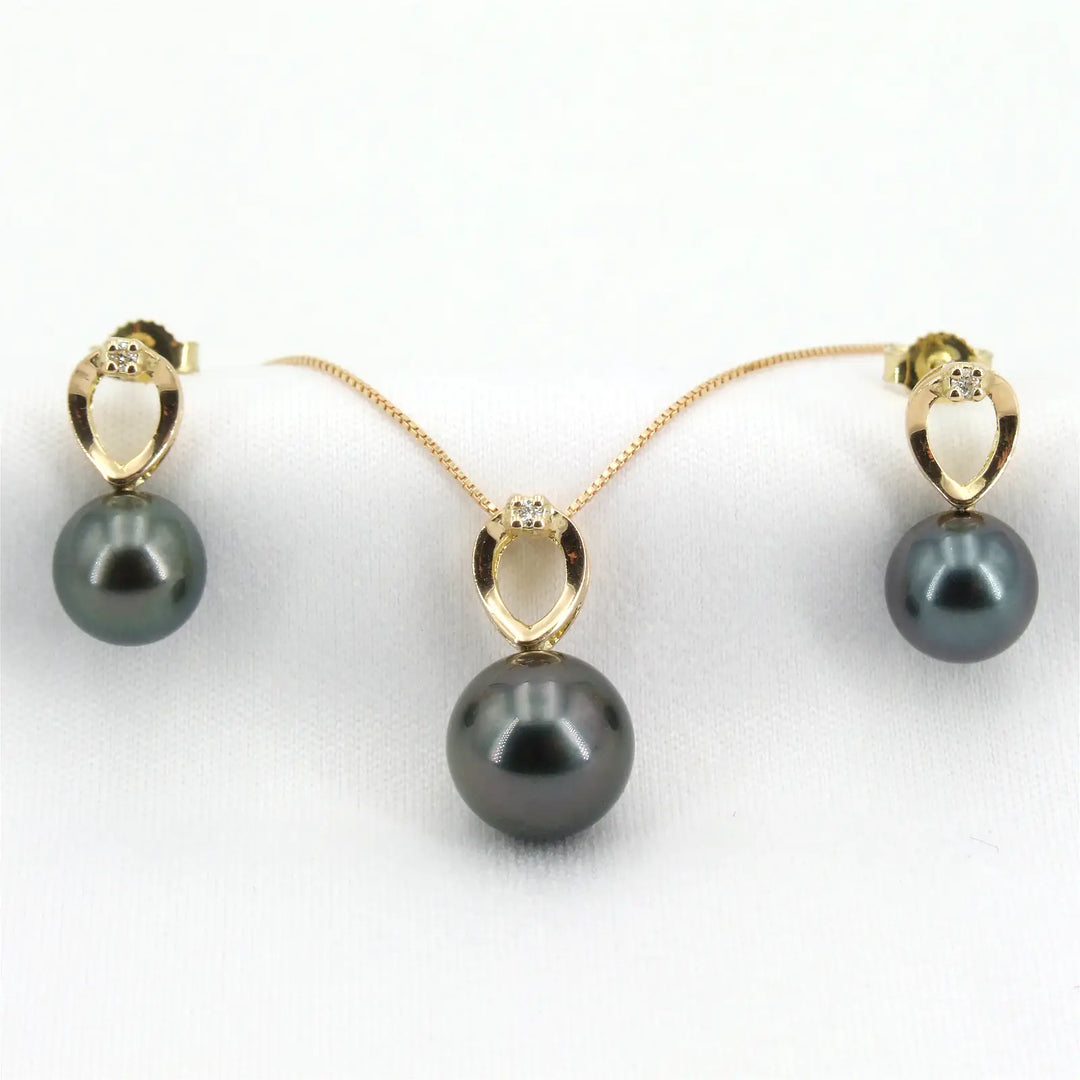 Tahiti Perlen Set mit Diamanten