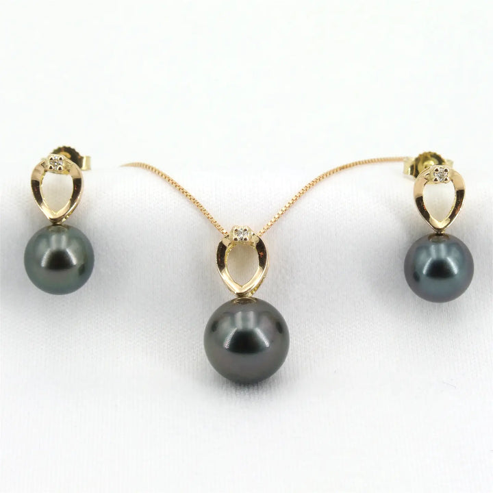 Tahiti Perlen Set mit Diamanten