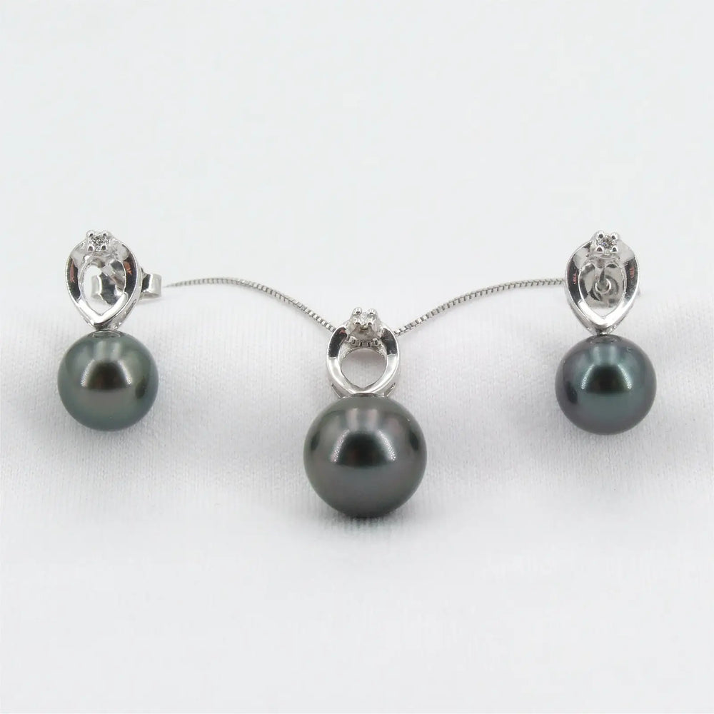 Tahiti Perlen Set mit Diamanten