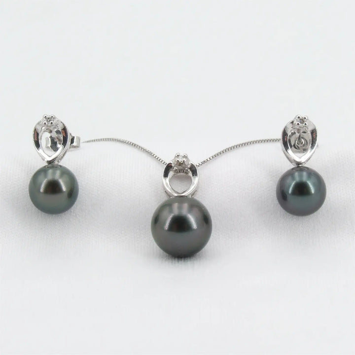 Tahiti Perlen Set mit Diamanten