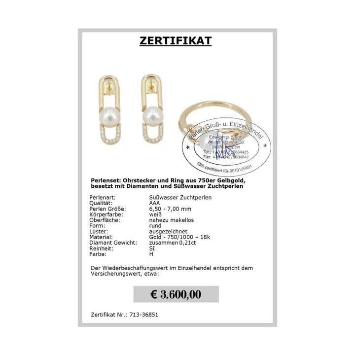Diamantschmuck mit Perlen Zertifikat