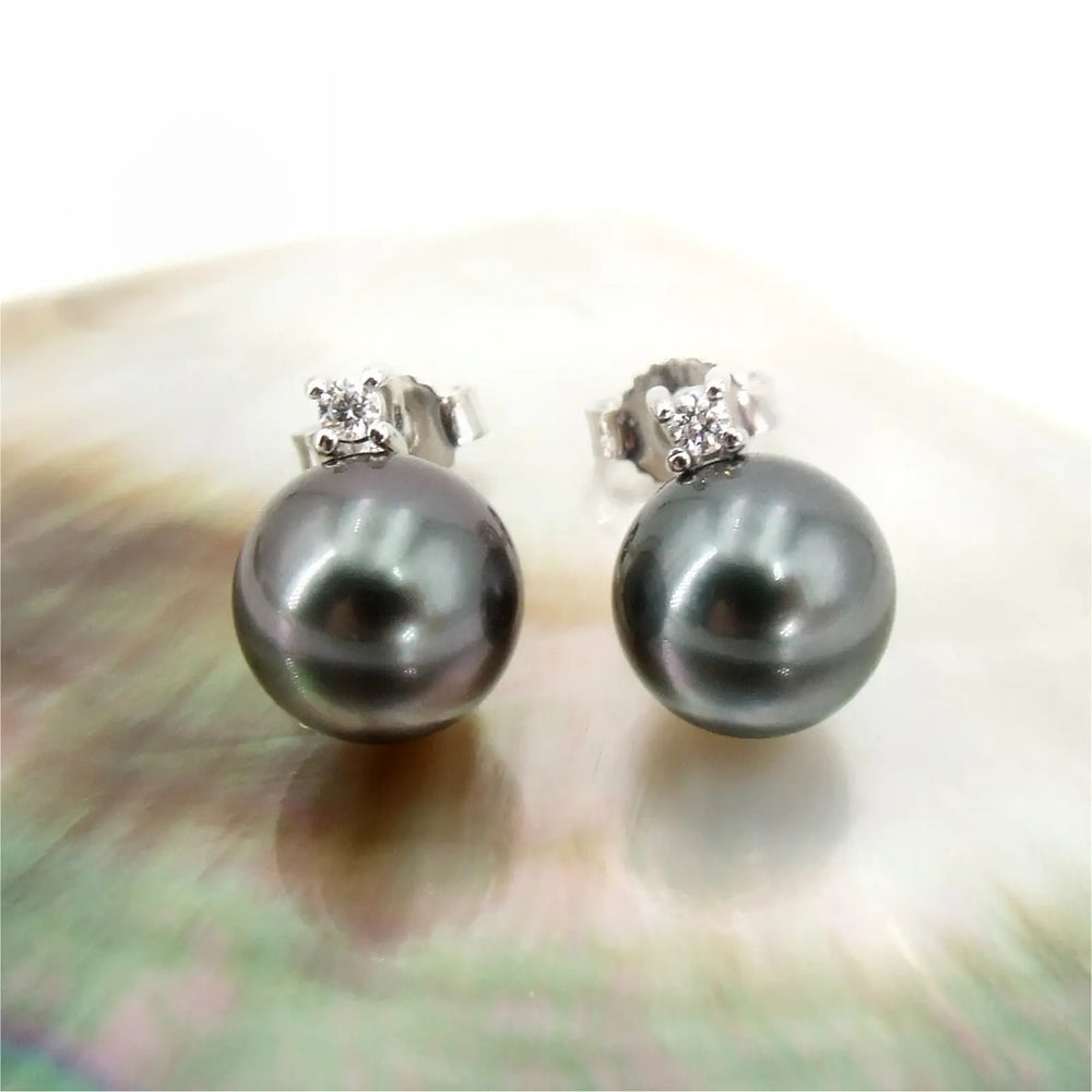 Tahitiperlen Ohrstecker mit Diamanten