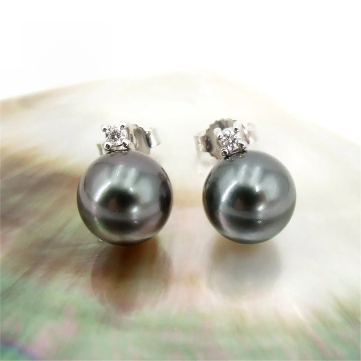 Tahitiperlen Ohrstecker mit Diamanten