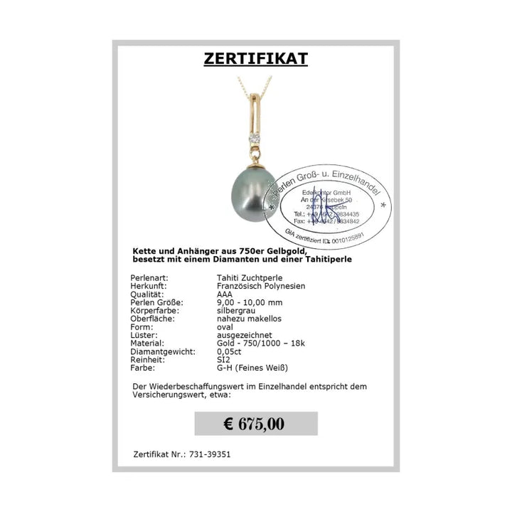 Tahiti Perlen Schmuck Zertifikat