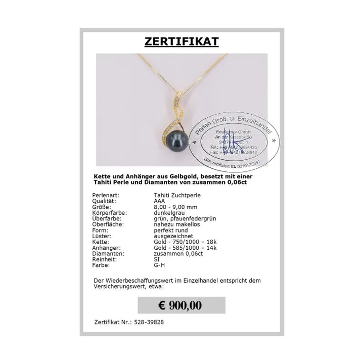 Tahitiperlen Anhänger Zertifikat