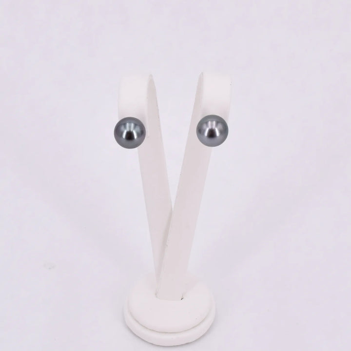 Tahitiperlen Ohrstecker Grau