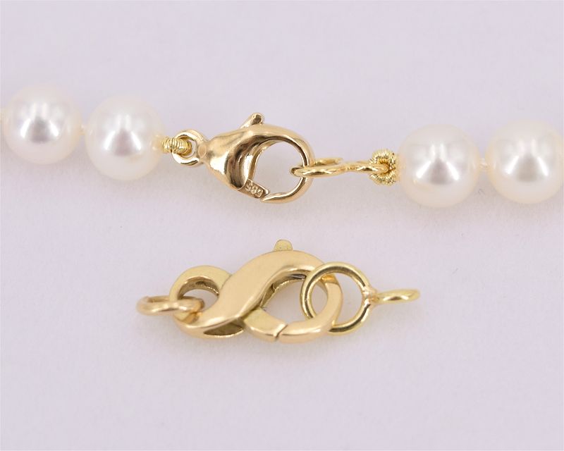 S��wasser Perlenkette echt 7.5 - 8.0 mm mit Goldverschluss