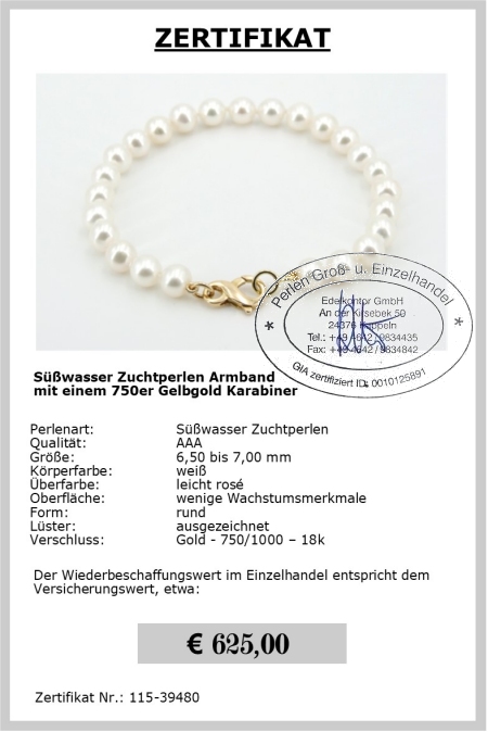 Perlenarmband mit 750er Goldverschluss kaufen