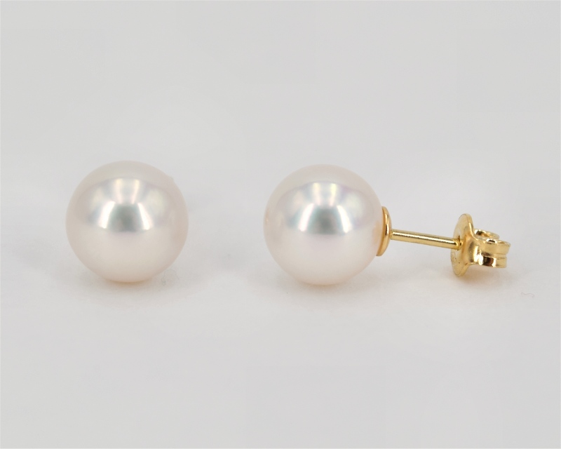 Perlenohrstecker 750er Gelbgold, Perlen 9.0 - 10.0 mm - Edelkontor