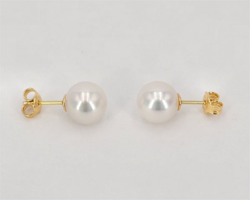 Perlenohrstecker 750er Gelbgold, Perlen 9.0 - 10.0 mm - Edelkontor