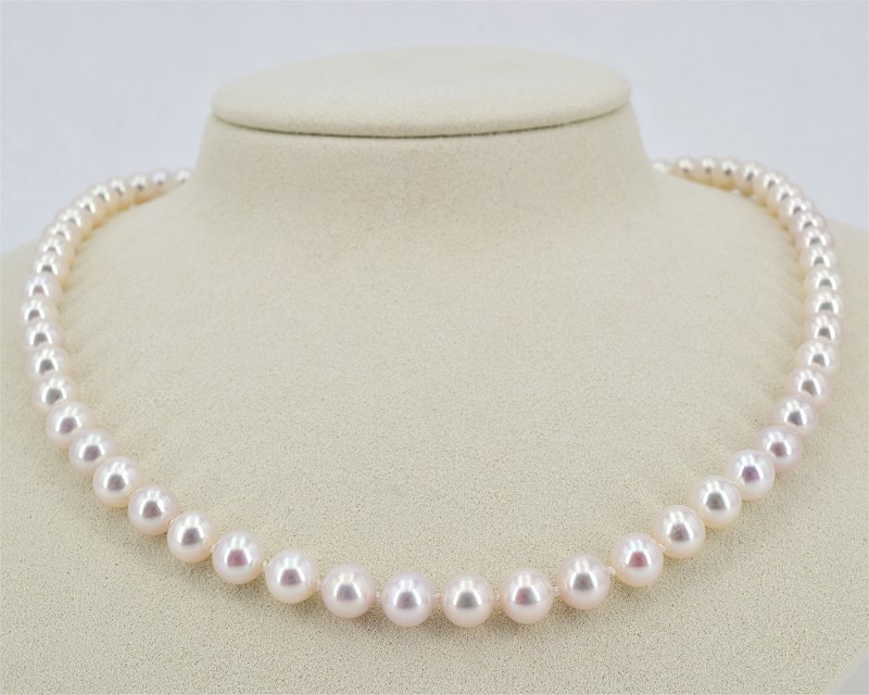 S��wasser Perlencollier 6.5 - 7.0 mm, wei� 45cm