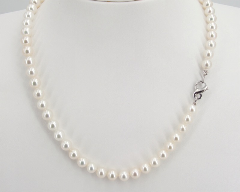 S��wasser Perlencollier 6.5 - 7.0 mm, wei� 45cm