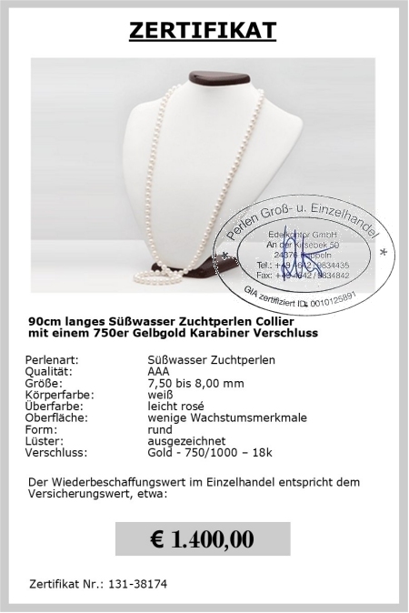 Lange Perlen Halskette vom EdelKontor