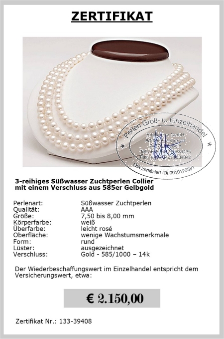 3 reihige Perlenkette bequem online bestellen
