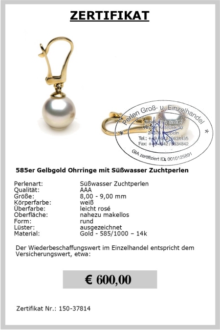 echte Perlenohrringe im Edelkontor Online Shop fr Perlenschmuck