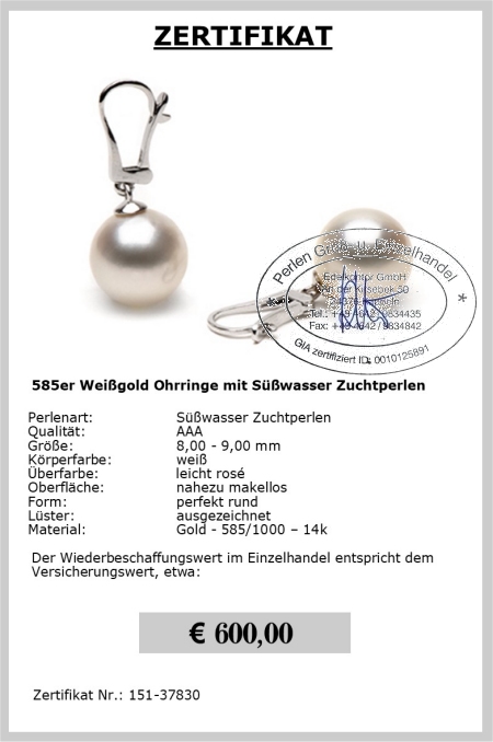 Perlenohrringe im Edelkontor Onlineshop fr Perlenschmuck