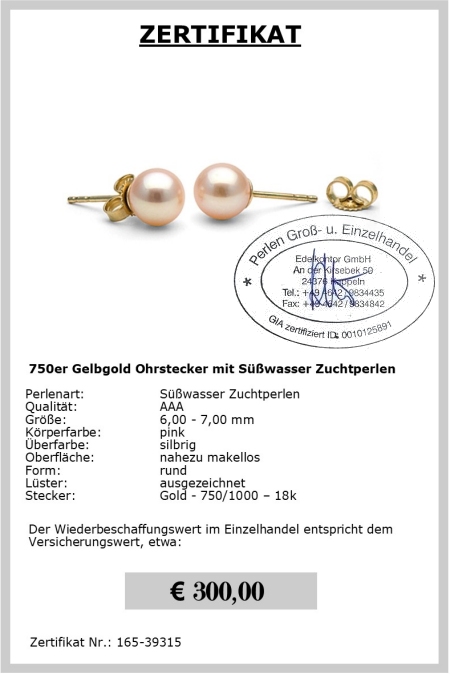 Perlen Ohrstecker Pink vom Edelkontor