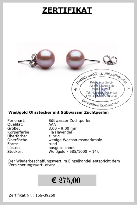 Perlen Ohrstecker lila vom Edelkontor