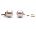 Weiße Perlen Ohrstecker<br>Perlen Größe<br>9.0 - 10.0 mm